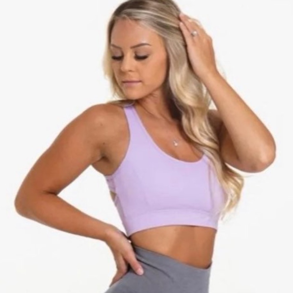 NVGTN lilac purple sports bra.